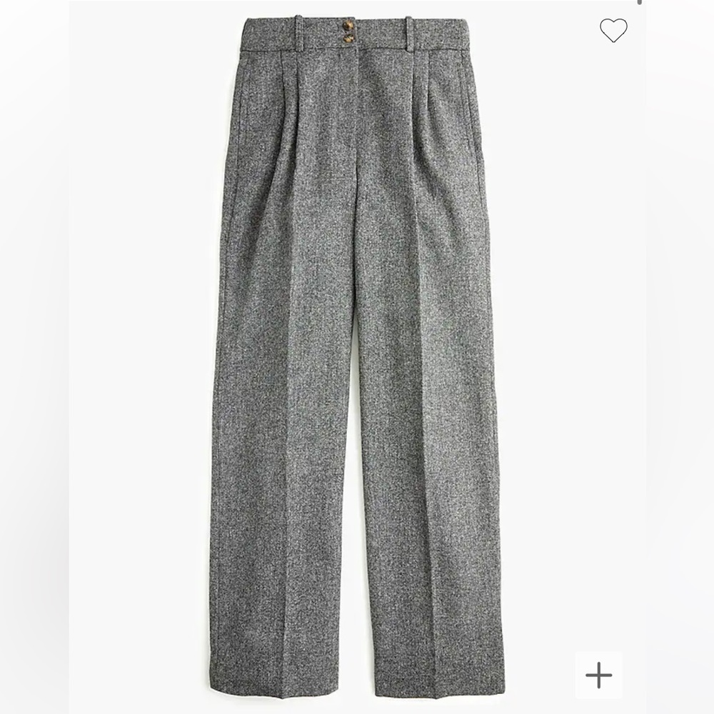 J Crew Collection Wool Wide Leg Pleated Trouser - Size 8 Gray
